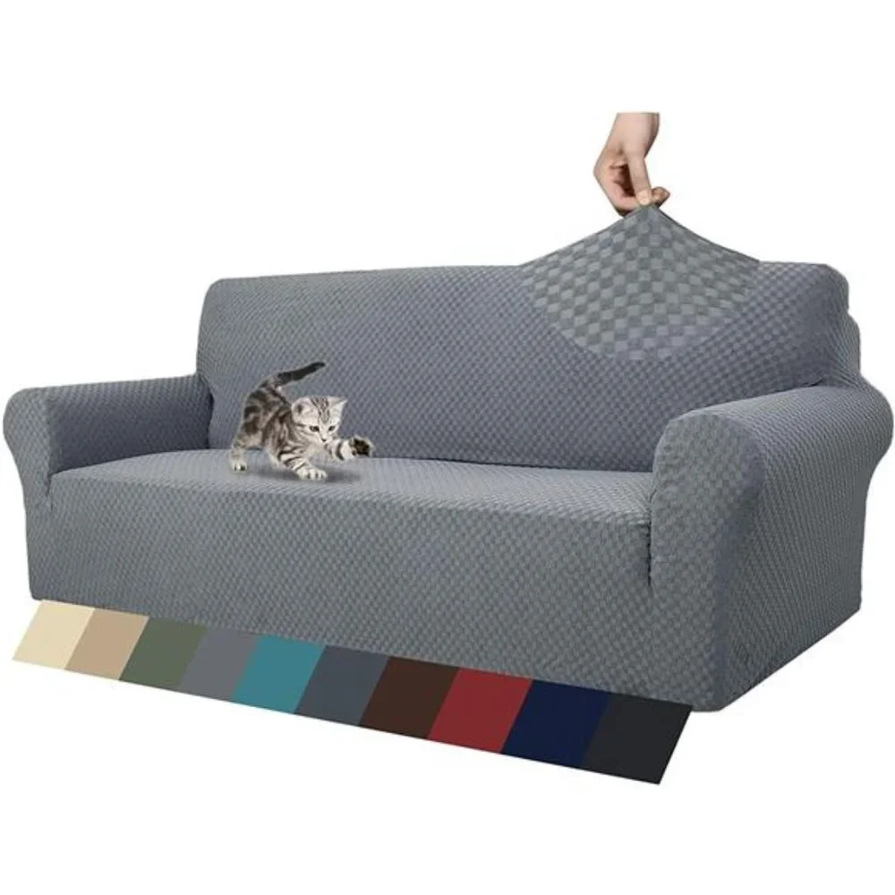 1 Piece Jacquard Couch Covers Cushion Couch Anti Slip, Light Gray
